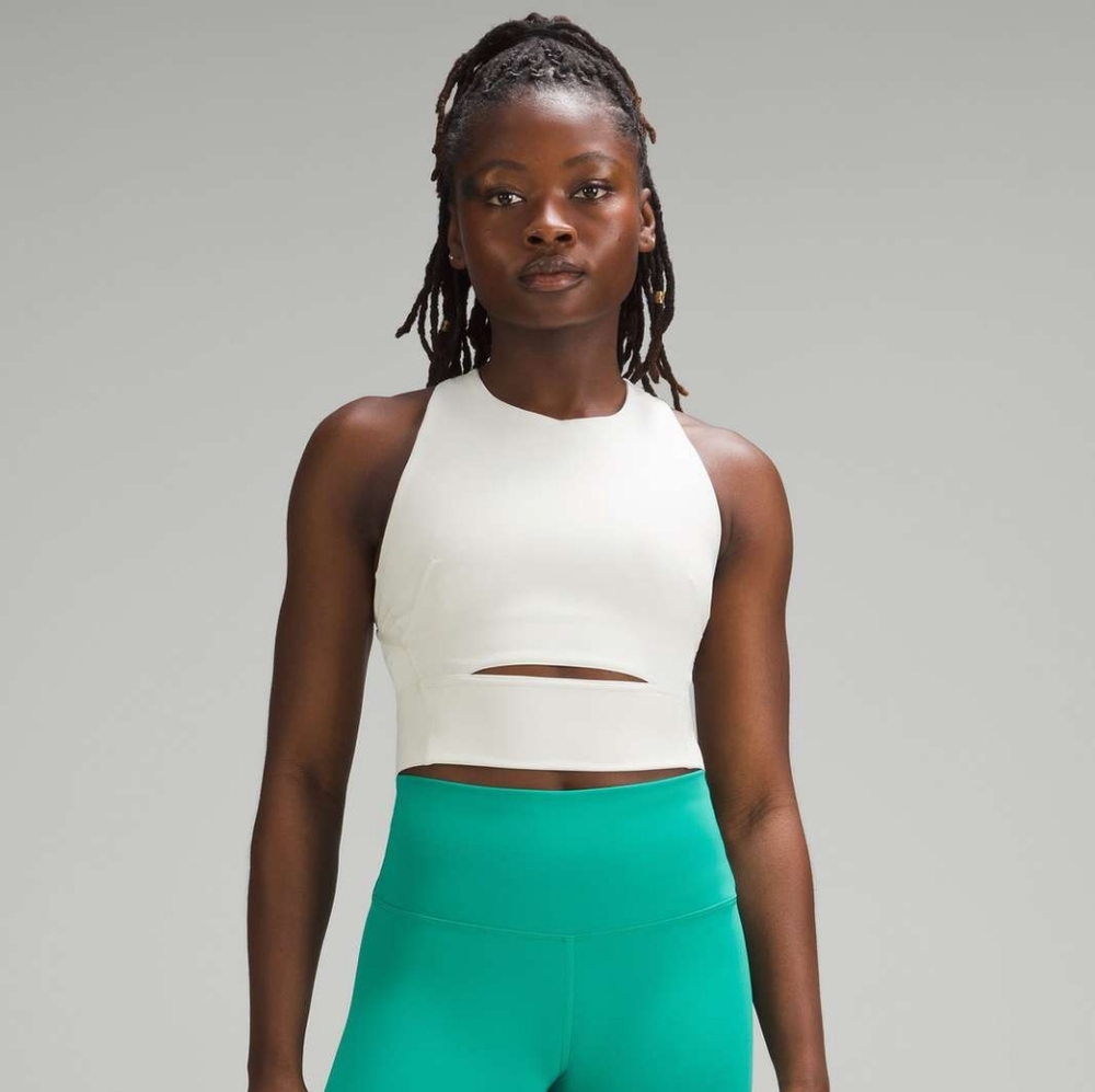 NWT 🍋 Lululemon Wunder Train Mesh Strap Tank Bra Top Bone 12